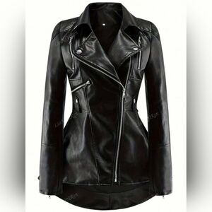 SOLD Black Faux Leather Asymmetrical Jacket Goth Witchy Coat